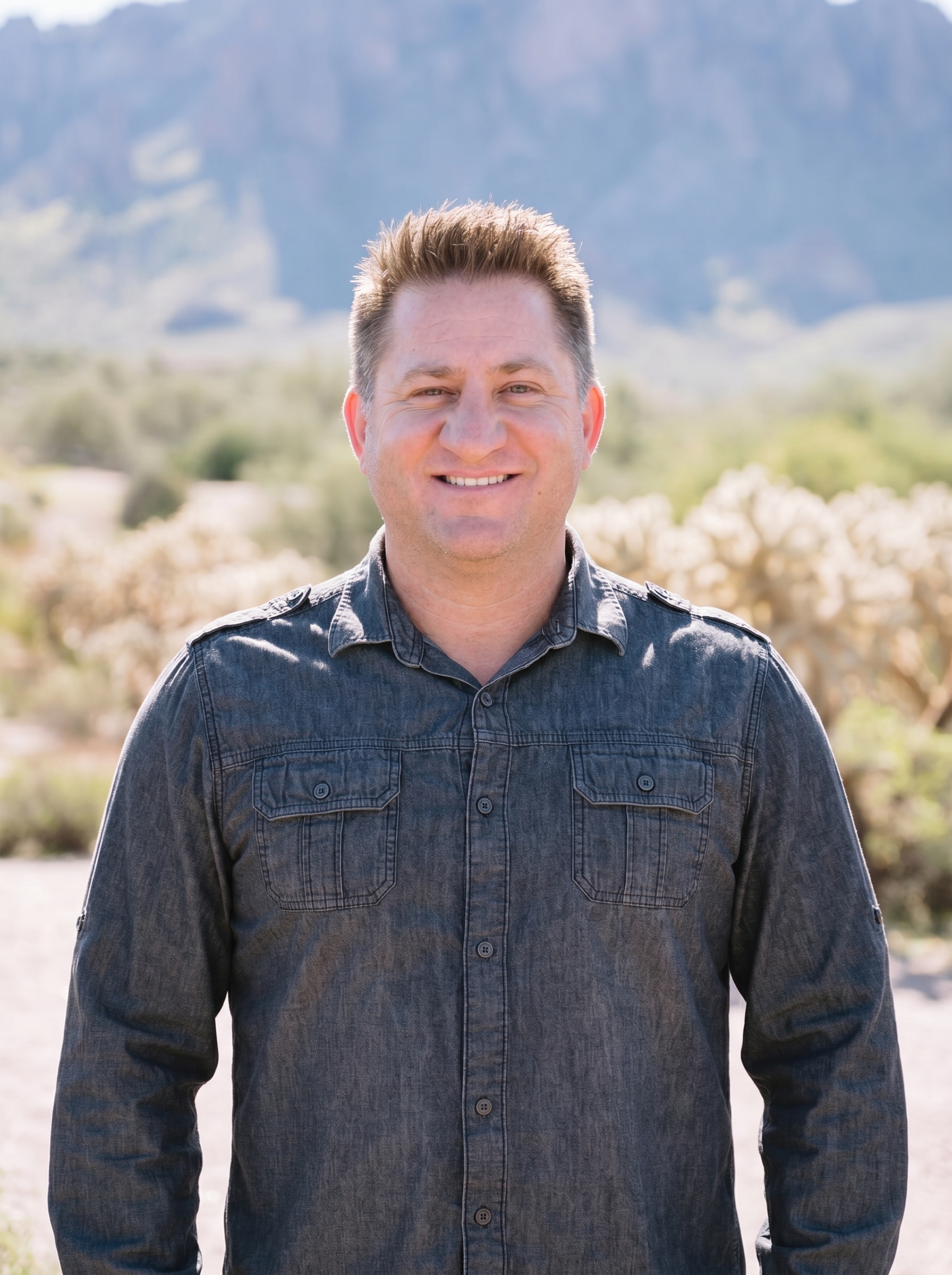 James Hutchings, Founder of AERIS Window Fashions, in the Arizona desert