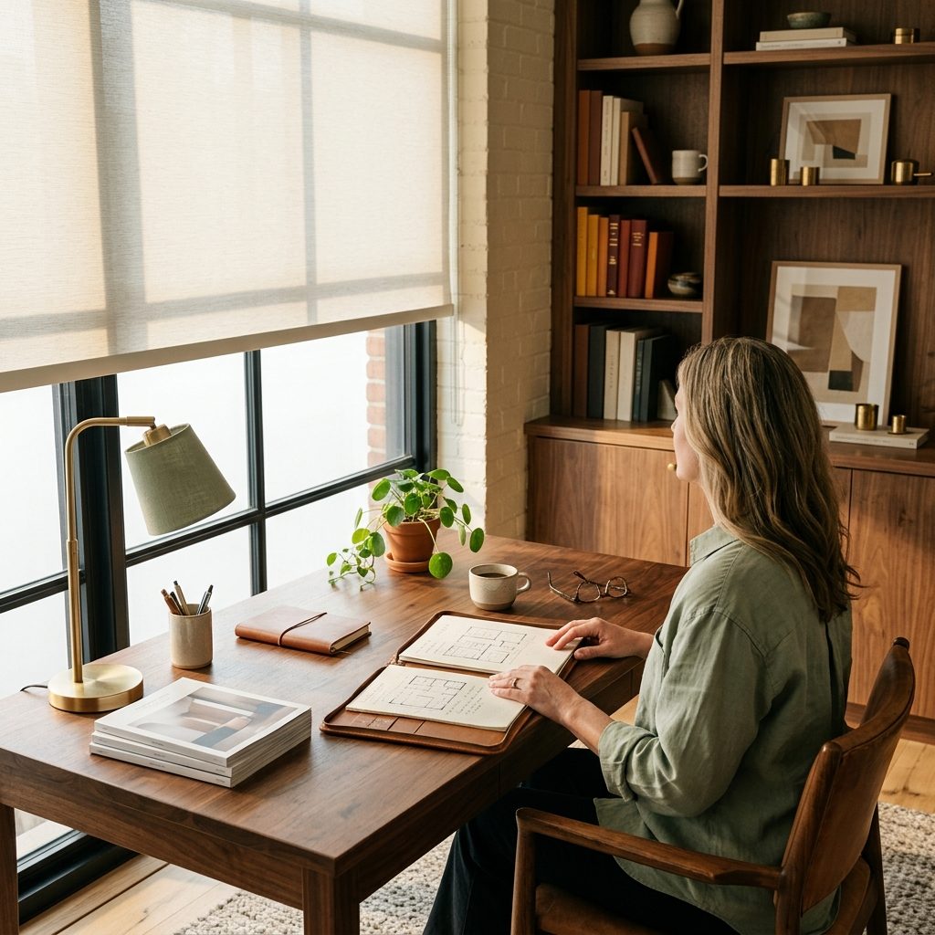 Contemporary residential interior with AERIS roller shade